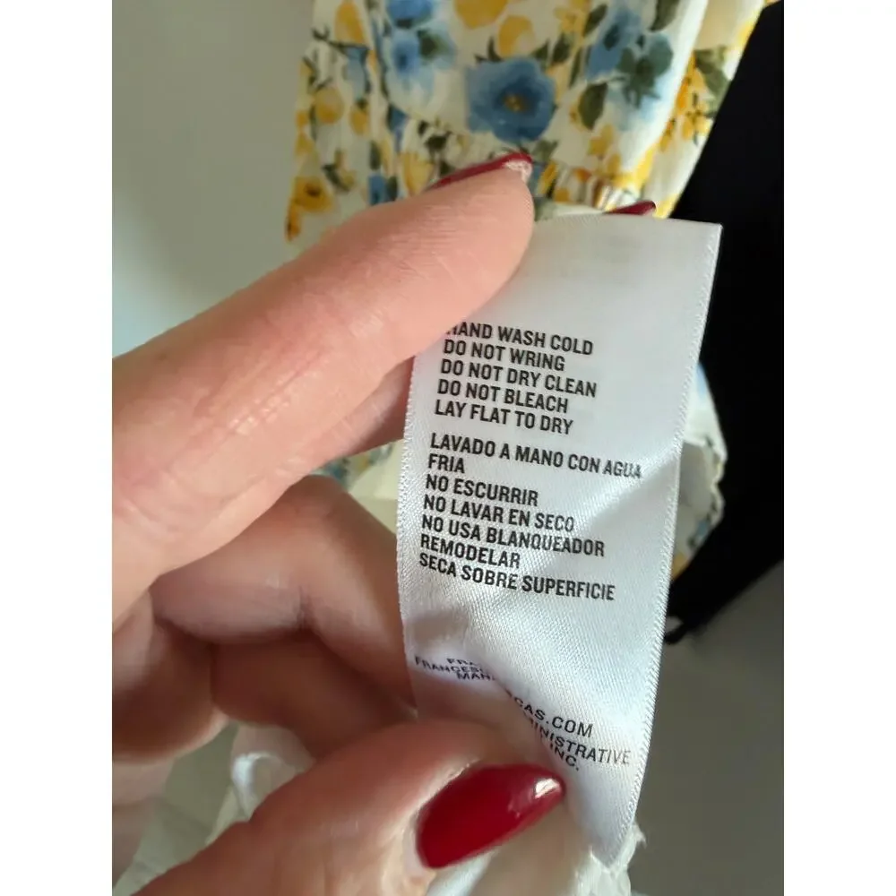 Francesca's Womens Medium White Yellow Blue Dora Lemon Print Bow Back Mini Dress